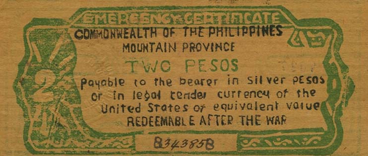 Back of Philippines pS113: 2 Pesos from 1942