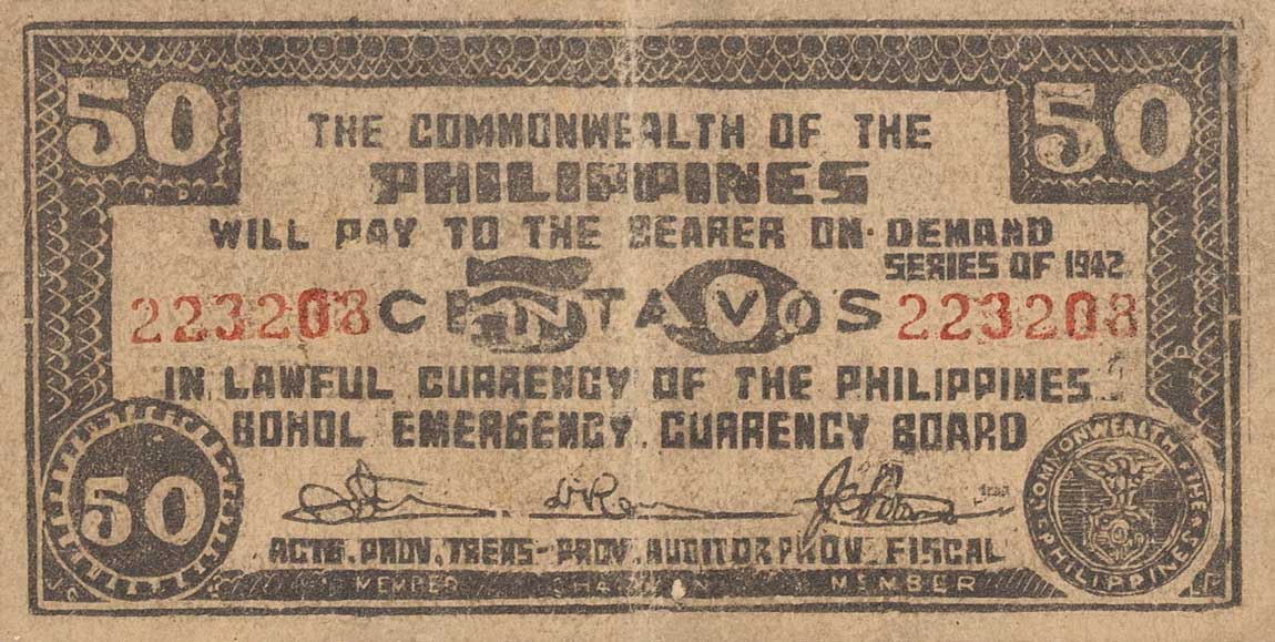 Front of Philippines pS134e: 50 Centavos from 1942