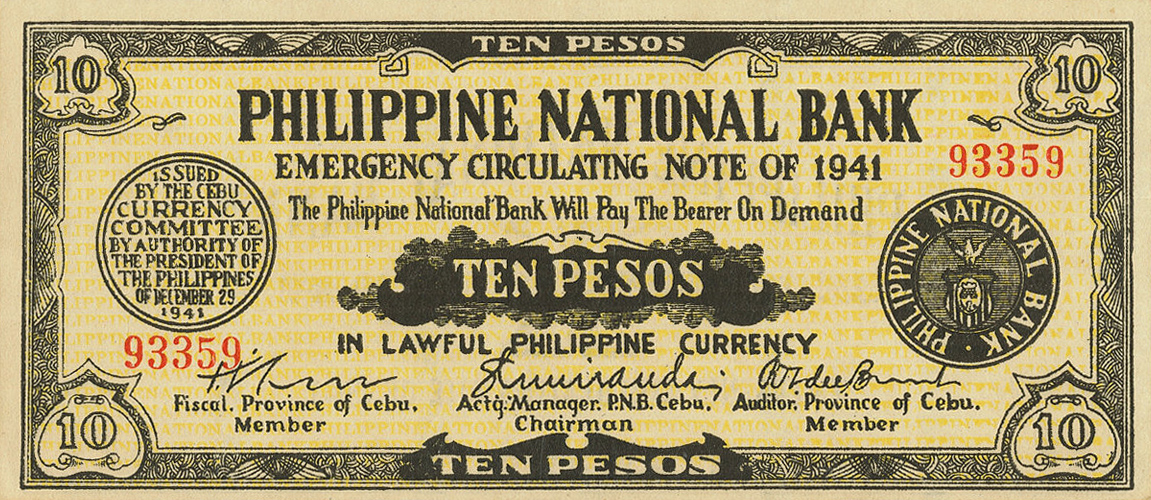 Front of Philippines pS217b: 10 Pesos from 1941