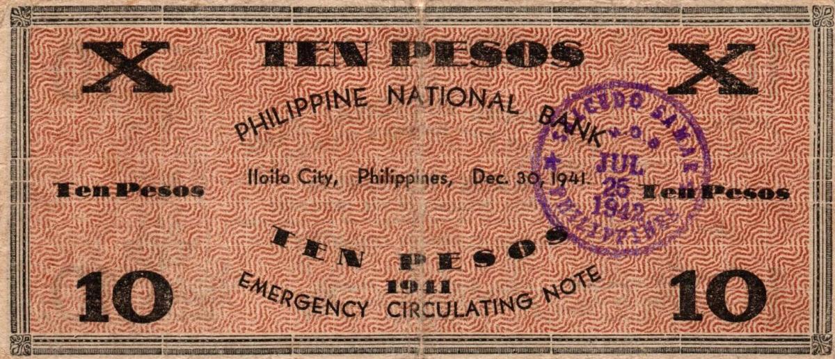 Back of Philippines pS308: 10 Pesos from 1941