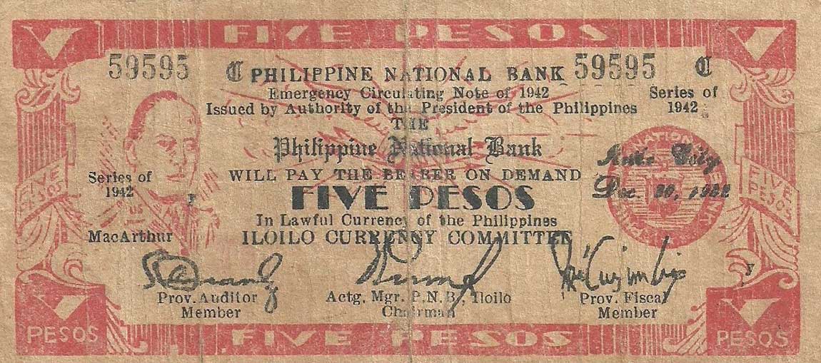 Front of Philippines pS316b: 5 Pesos from 1942