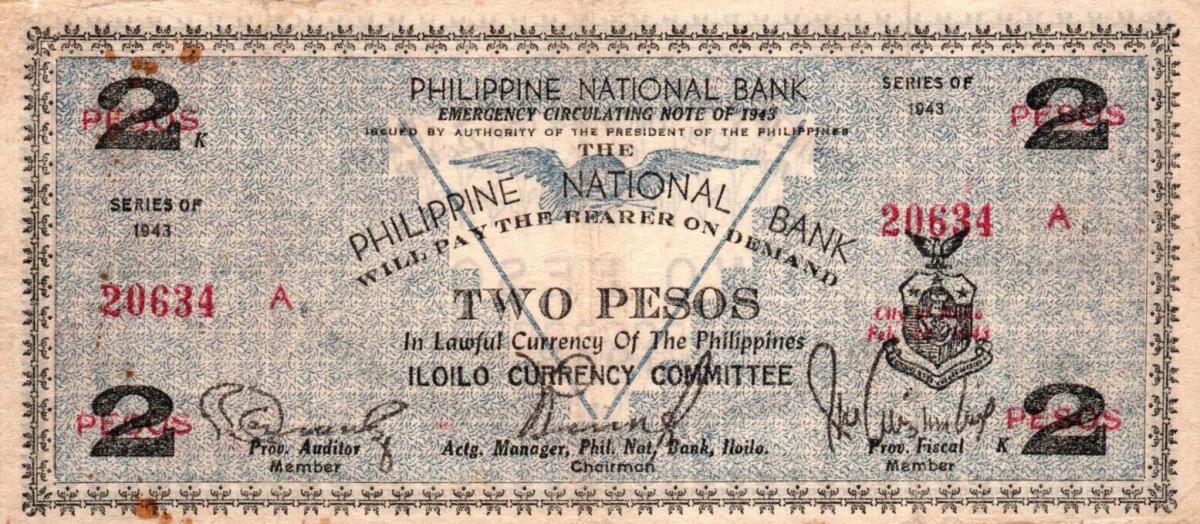 Front of Philippines pS327: 2 Pesos from 1943