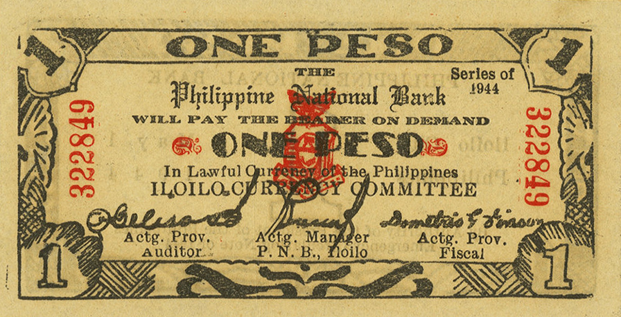 Front of Philippines pS339: 1 Peso from 1944