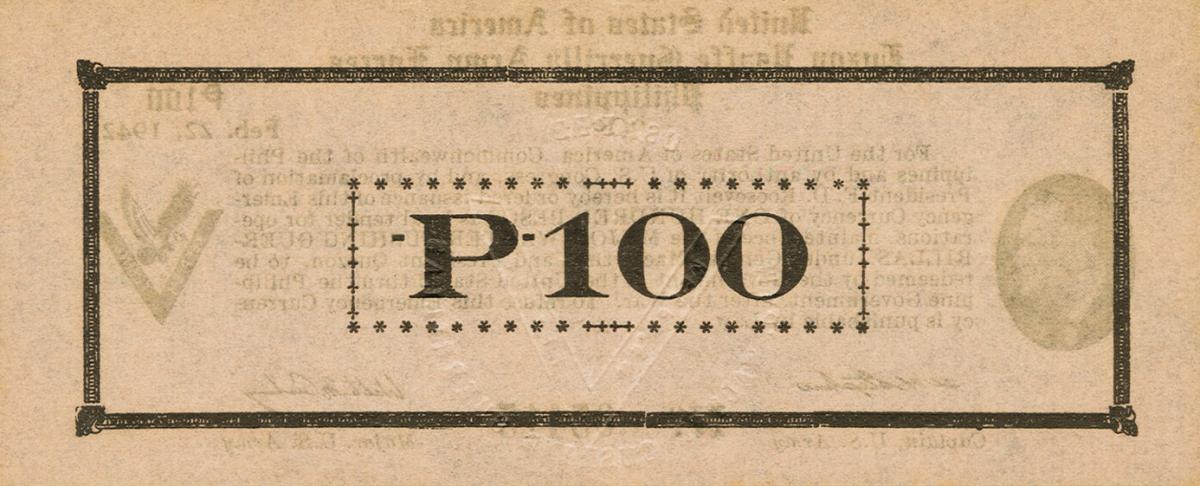 Back of Philippines pS421: 100 Pesos from 1942