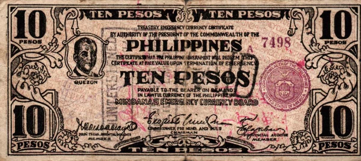 Front of Philippines pS473: 10 Pesos from 1942