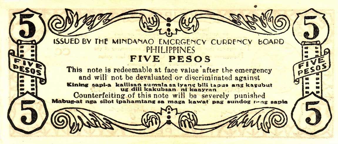 Back of Philippines pS507: 5 Pesos from 1943