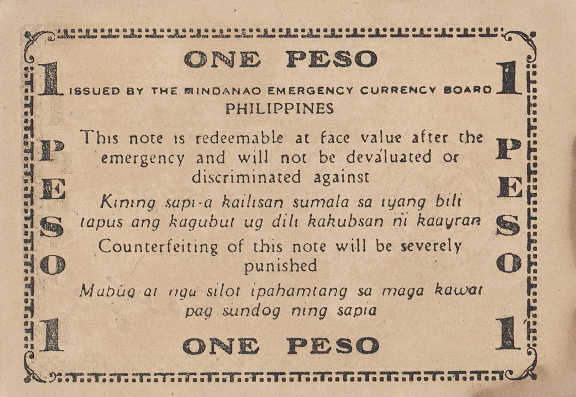 Back of Philippines pS515: 1 Peso from 1944