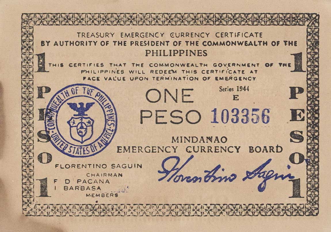 Front of Philippines pS515: 1 Peso from 1944