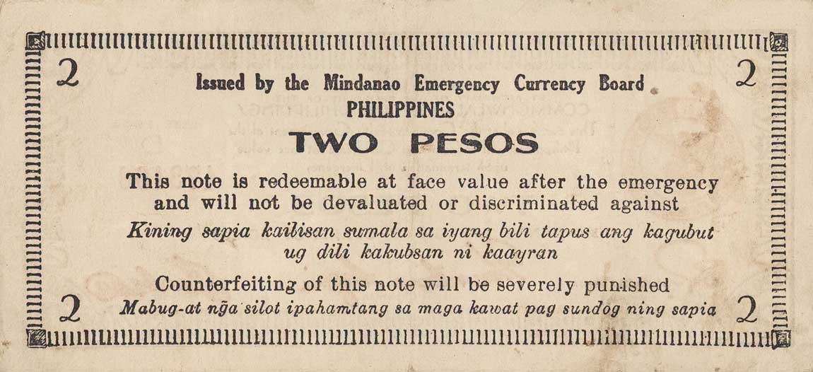 Back of Philippines pS516b: 2 Pesos from 1944