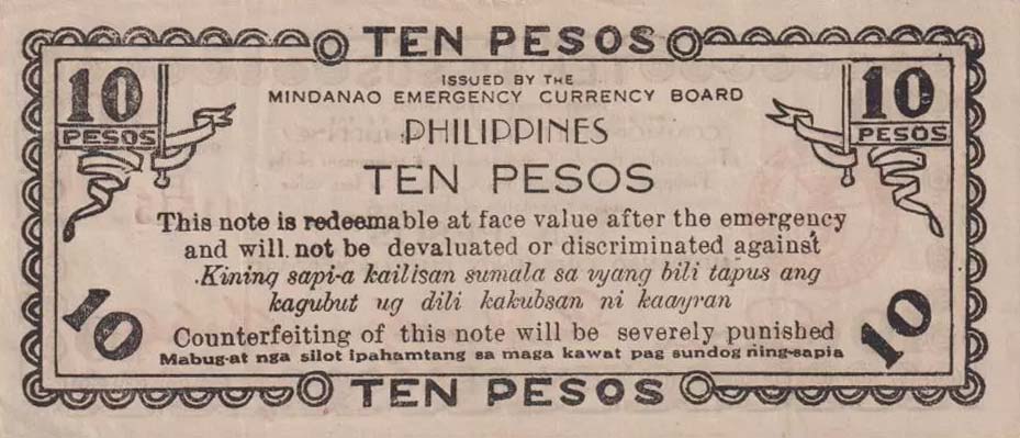 Back of Philippines pS518b: 10 Pesos from 1944