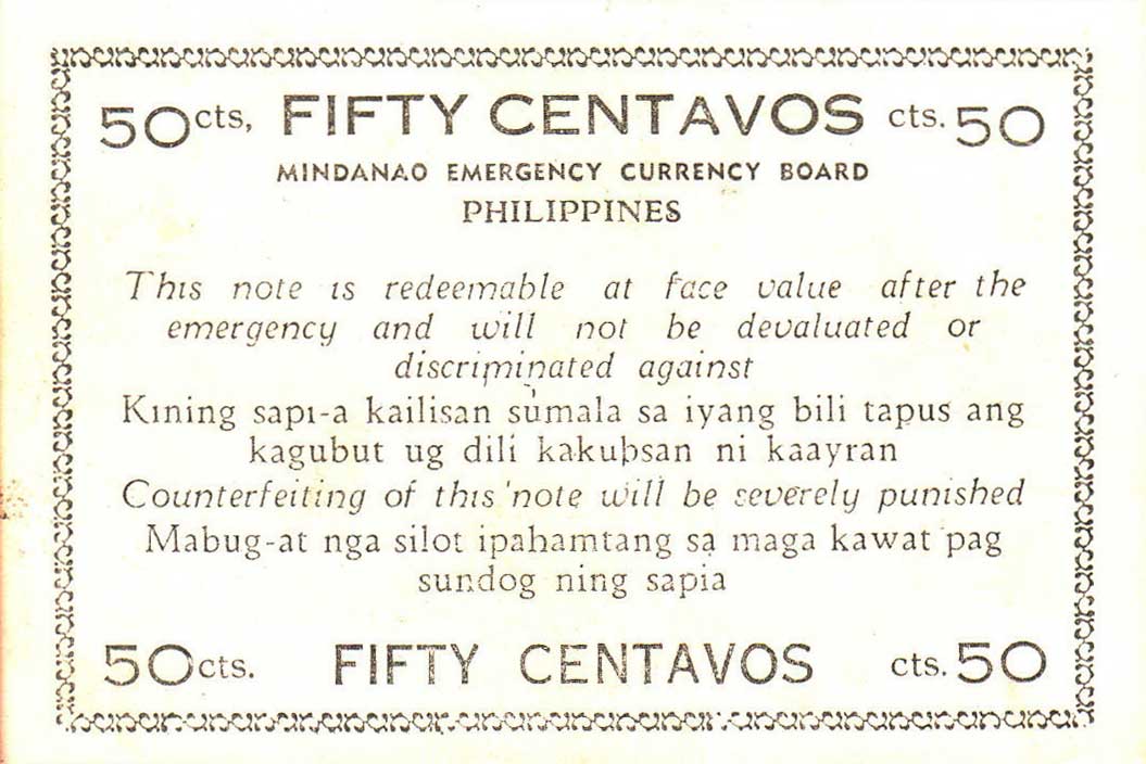 Back of Philippines pS522b: 50 Centavos from 1944