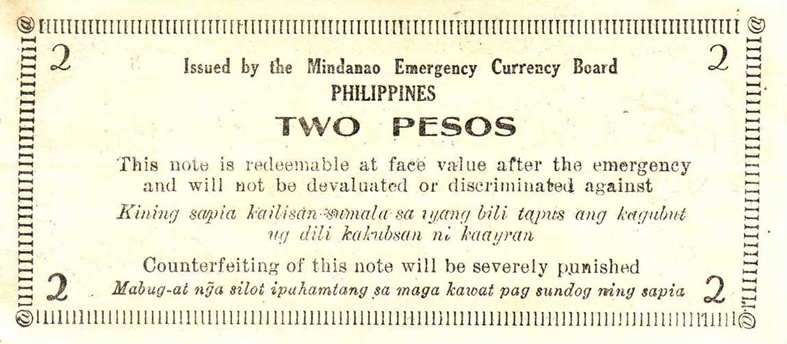 Back of Philippines pS524b: 2 Pesos from 1944