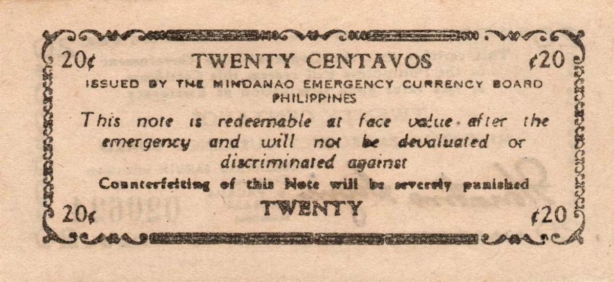 Back of Philippines pS533: 20 Centavos from 1945