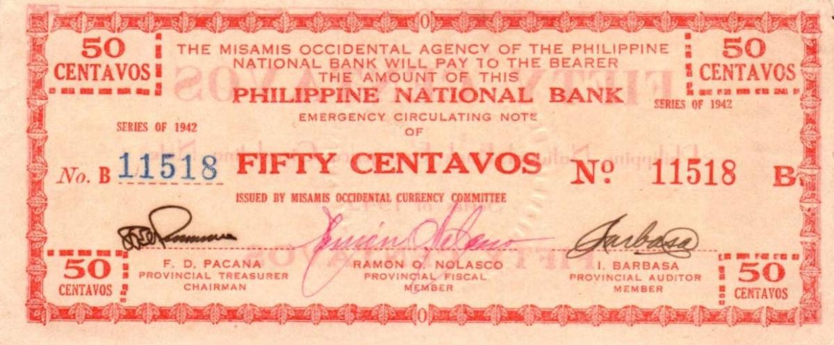 Front of Philippines pS571: 50 Centavos from 1942