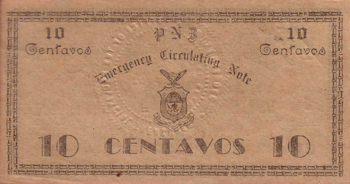 Back of Philippines pS573: 10 Centavos from 1942