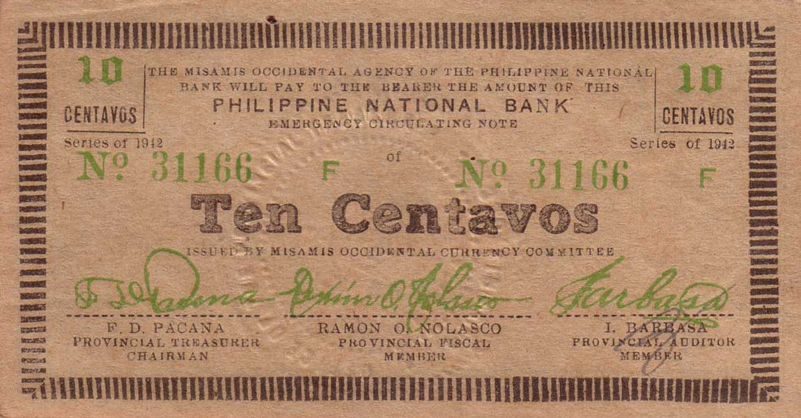 Front of Philippines pS573: 10 Centavos from 1942