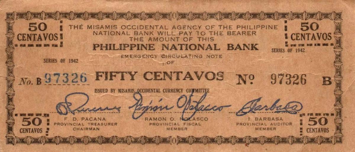 Front of Philippines pS575b: 50 Centavos from 1942