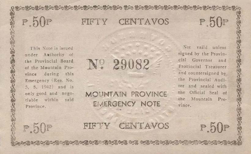 Back of Philippines pS594b: 50 Centavos from 1942