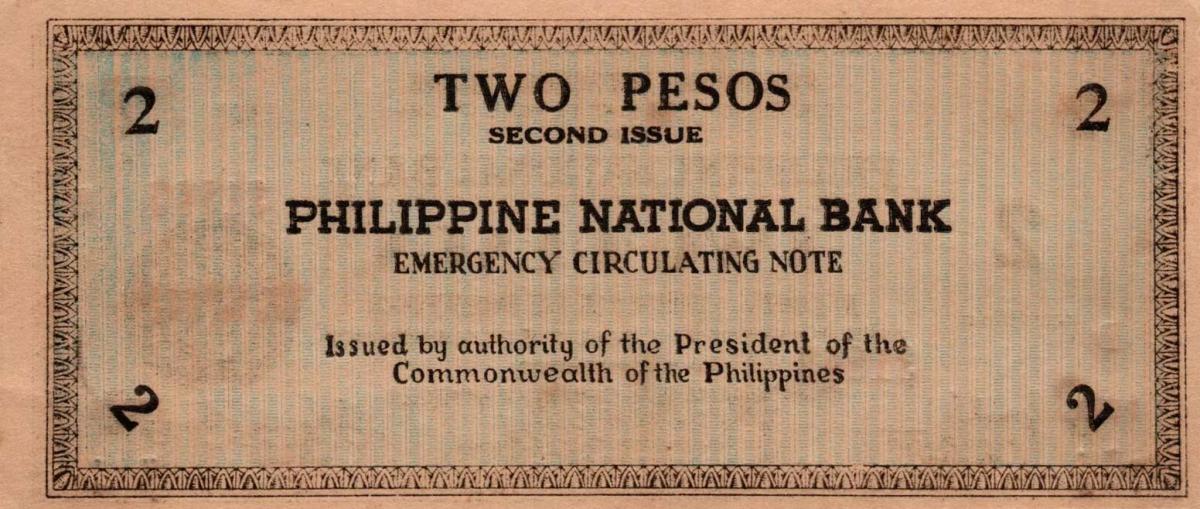 Back of Philippines pS625a: 2 Pesos from 1941