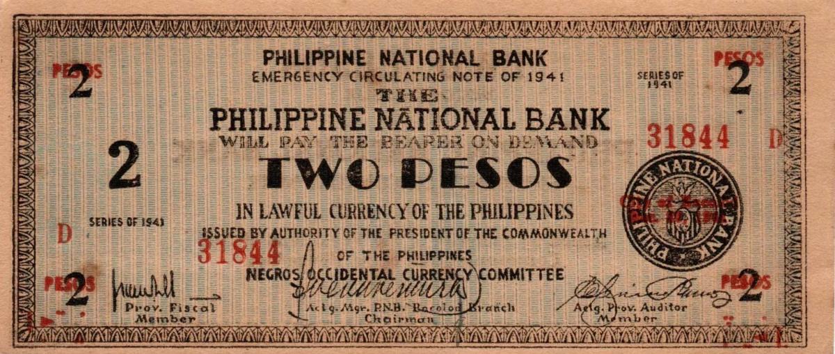 Front of Philippines pS625a: 2 Pesos from 1941