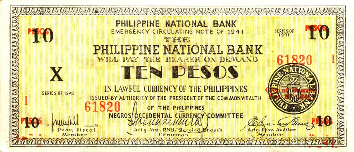 Front of Philippines pS627b: 10 Pesos from 1941