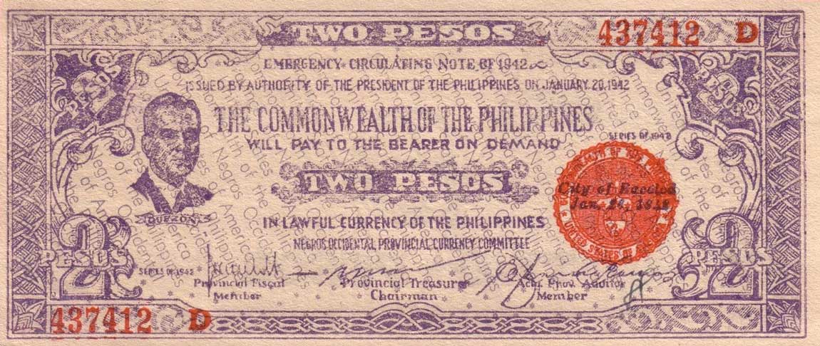 Front of Philippines pS647B: 2 Pesos from 1942