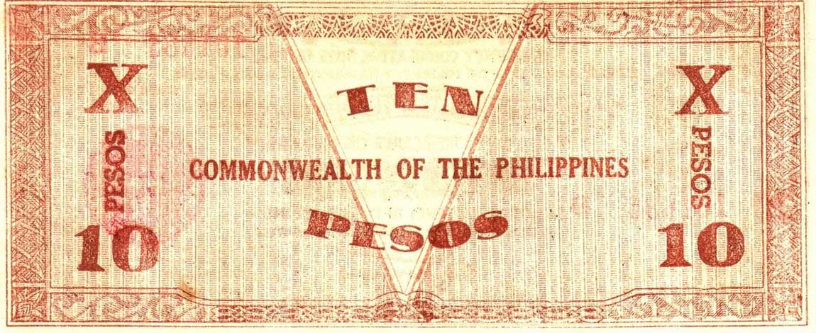 Back of Philippines pS649c: 10 Pesos from 1942