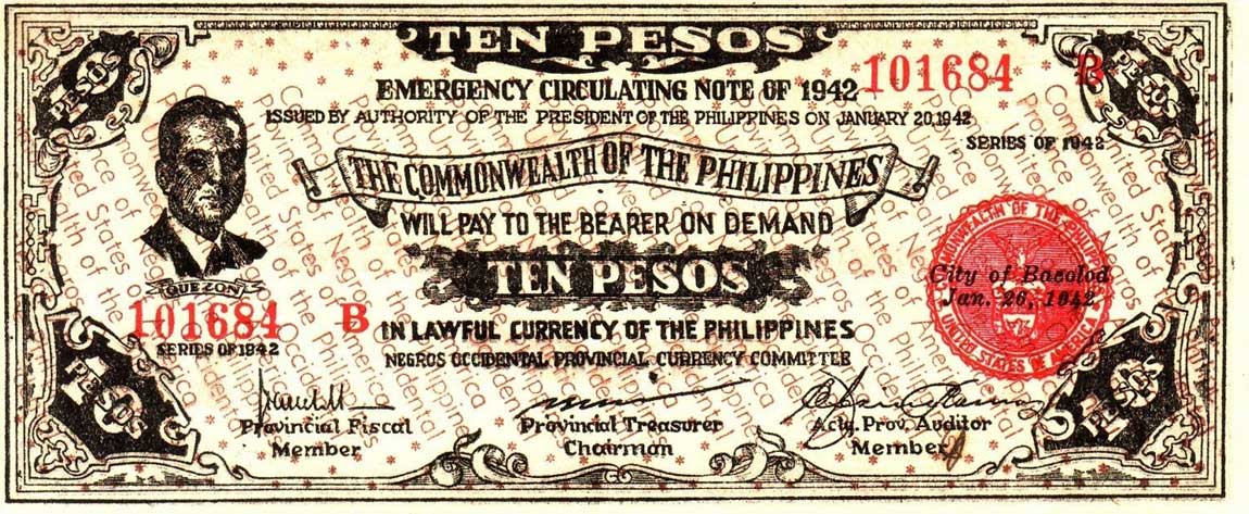 Front of Philippines pS649c: 10 Pesos from 1942