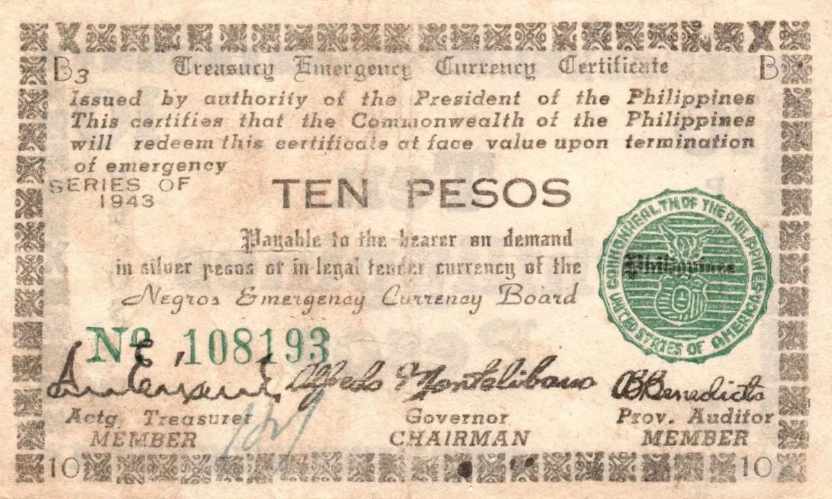 Front of Philippines pS663a: 10 Pesos from 1943