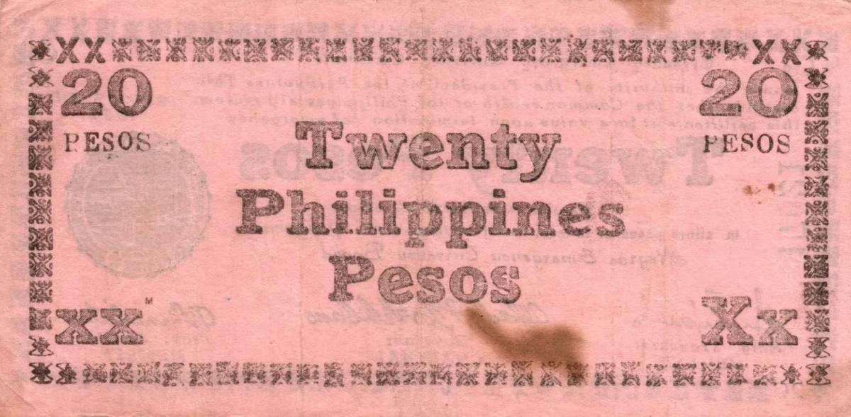 Back of Philippines pS679: 20 Pesos from 1944