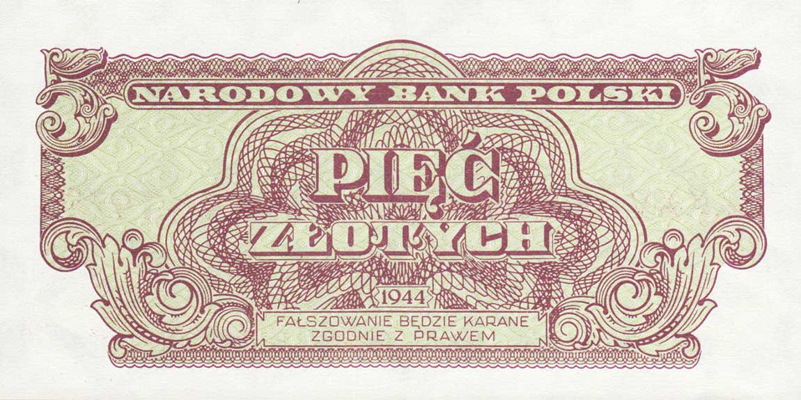 Back of Poland p109b: 5 Zlotych from 1974