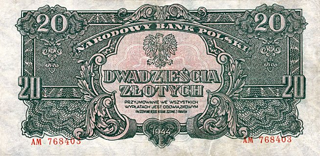 Front of Poland p112: 20 Zlotych from 1944