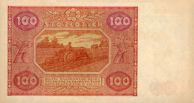 Back of Poland p129a: 100 Zlotych from 1946