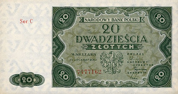 Front of Poland p130: 20 Zlotych from 1947