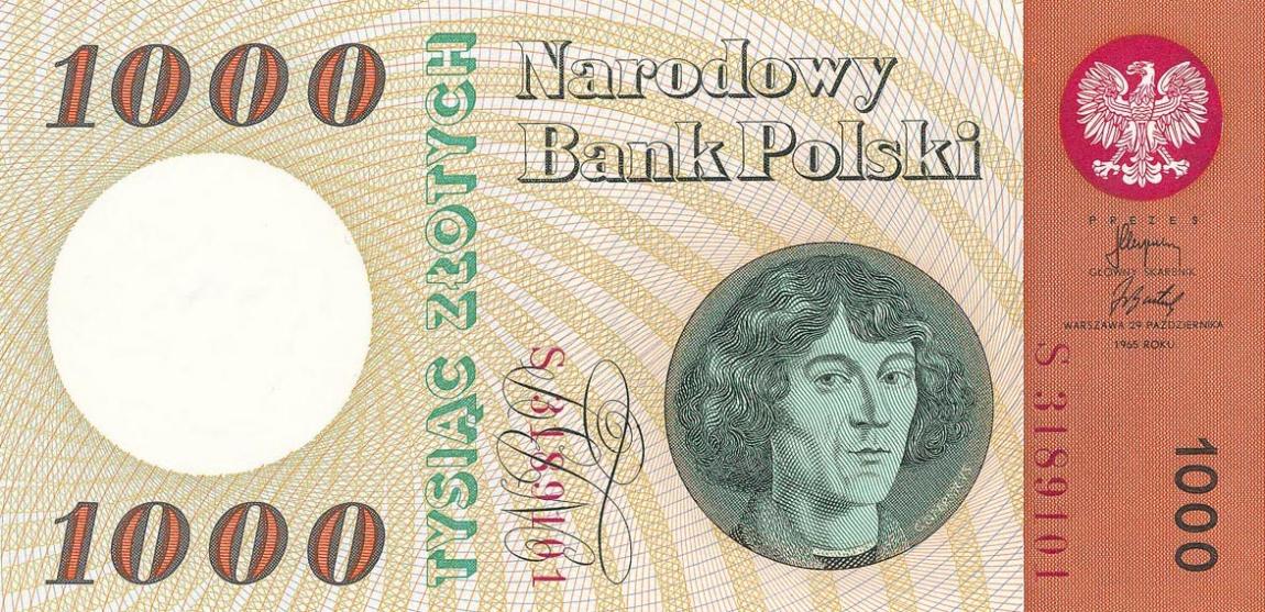 Front of Poland p141a: 1000 Zlotych from 1965