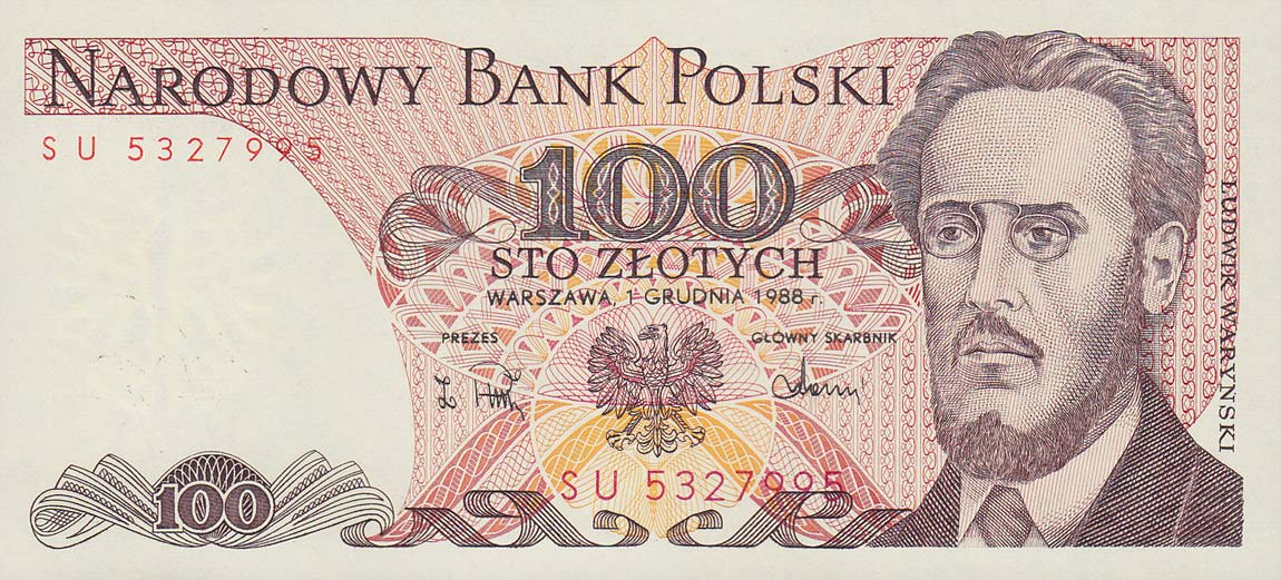 Front of Poland p143e: 100 Zlotych from 1986