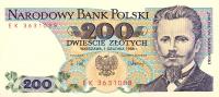 p144c from Poland: 200 Zlotych from 1986