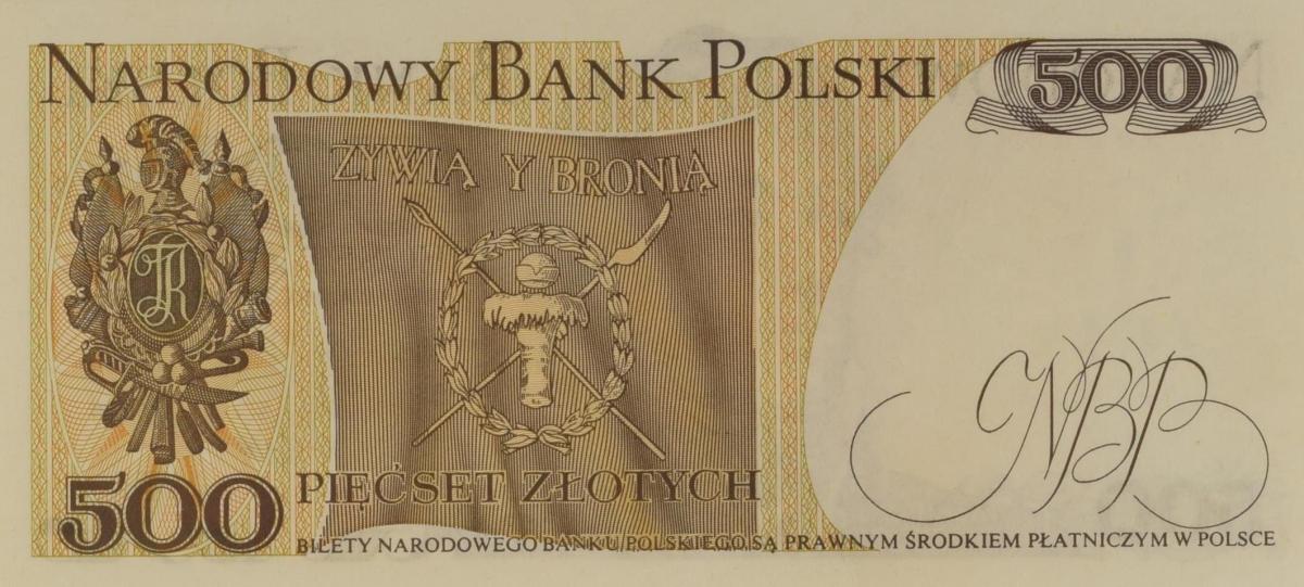 Back of Poland p145b: 500 Zlotych from 1976