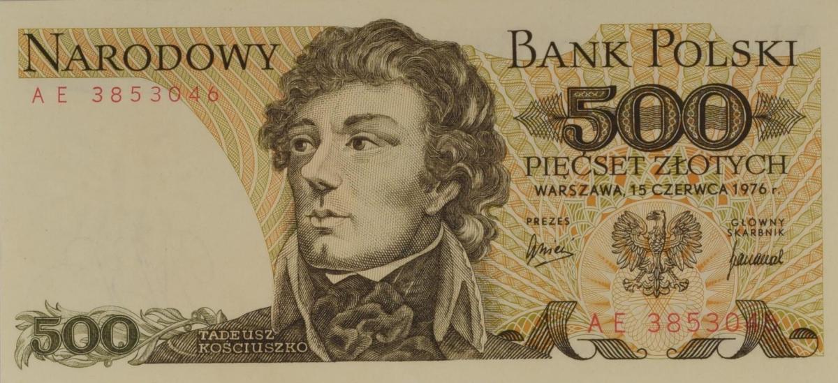 Front of Poland p145b: 500 Zlotych from 1976