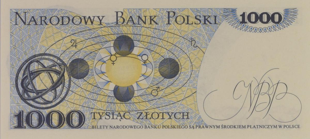 Back of Poland p146a: 1000 Zlotych from 1975