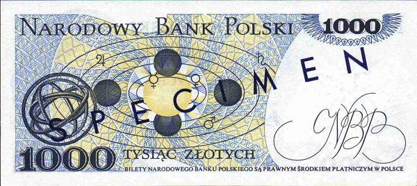 Back of Poland p146s1: 1000 Zlotych from 1975