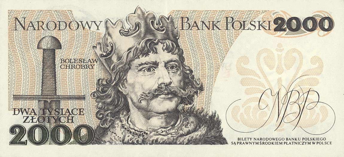 Back of Poland p147c: 2000 Zlotych from 1982