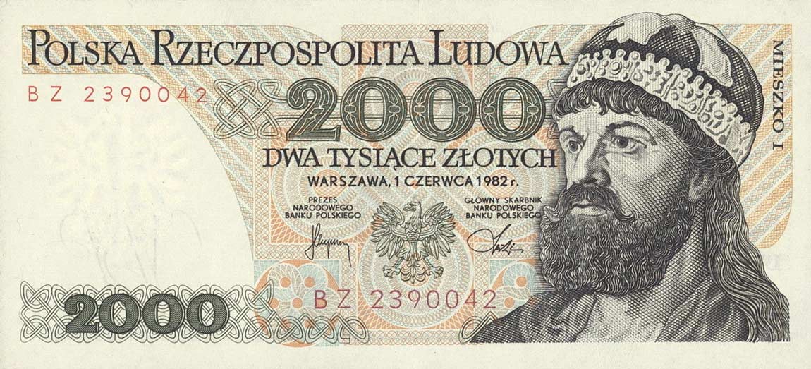Front of Poland p147c: 2000 Zlotych from 1982