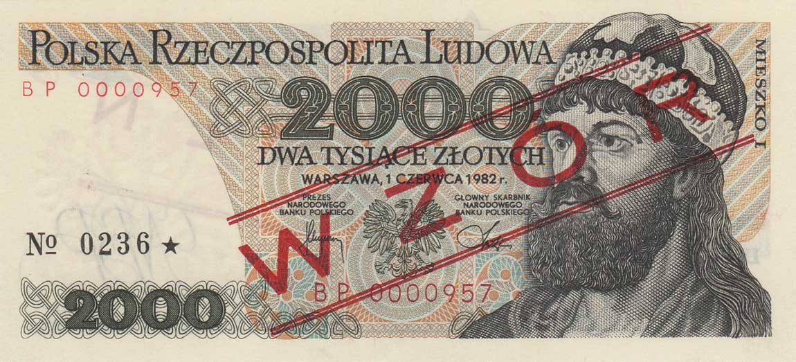 Front of Poland p147s3: 2000 Zlotych from 1982