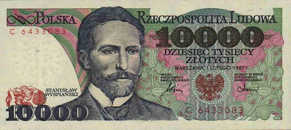 Front of Poland p151a: 10000 Zlotych from 1987
