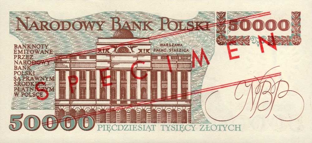 Back of Poland p153s: 50000 Zlotych from 1989