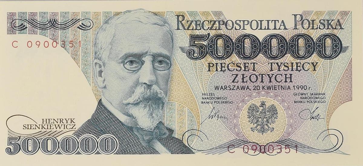 Front of Poland p156a: 500000 Zlotych from 1990