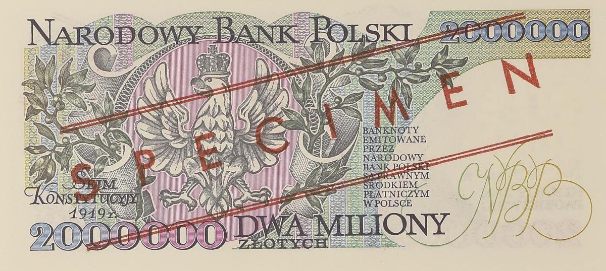 Back of Poland p158s: 2000000 Zlotych from 1992