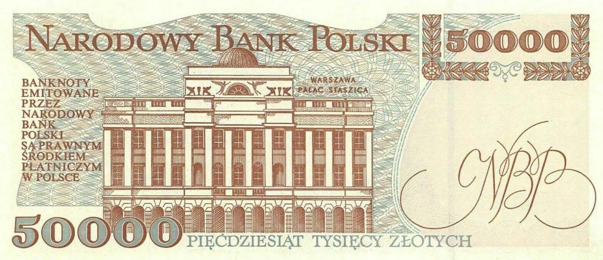 Back of Poland p159a: 50000 Zlotych from 1993