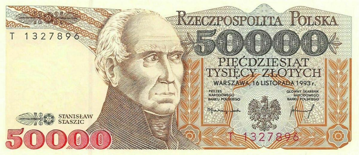 Front of Poland p159a: 50000 Zlotych from 1993